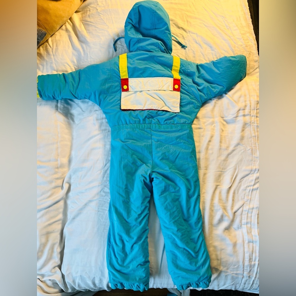 Vintage OSSI SKIWEAR SKI SUIT - Kids Size 4 Blue, Yellow, Red - HONG KONG - Picture 12 of 12
